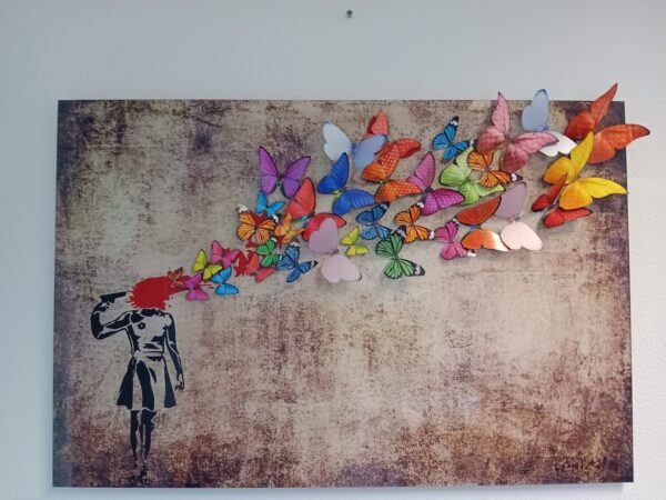 Banksy style Mixed media Butterfly 3D